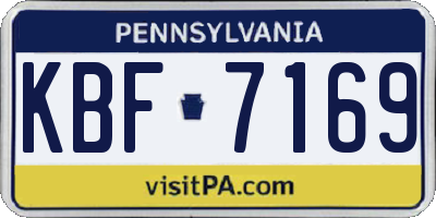 PA license plate KBF7169