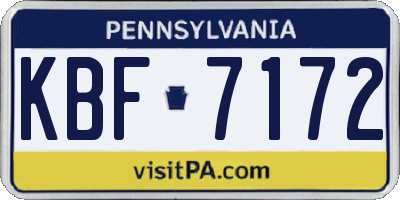 PA license plate KBF7172