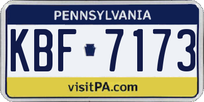 PA license plate KBF7173