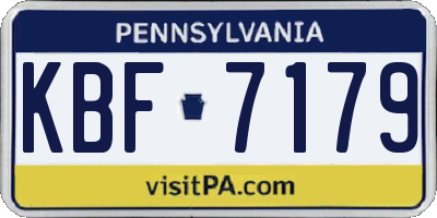 PA license plate KBF7179