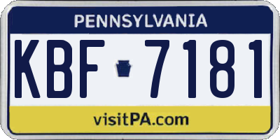 PA license plate KBF7181