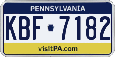 PA license plate KBF7182