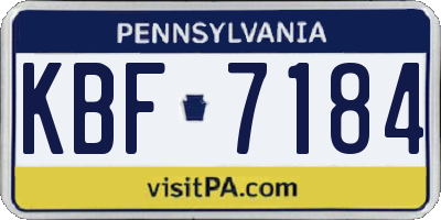 PA license plate KBF7184