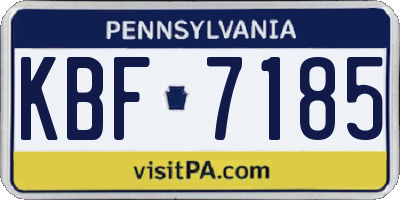 PA license plate KBF7185
