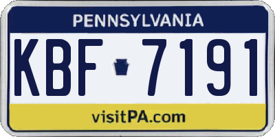 PA license plate KBF7191