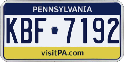 PA license plate KBF7192