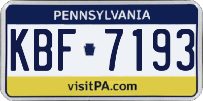 PA license plate KBF7193