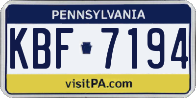 PA license plate KBF7194