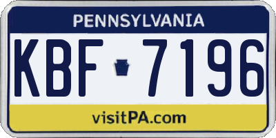 PA license plate KBF7196