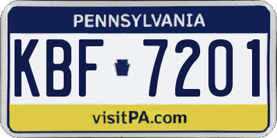 PA license plate KBF7201
