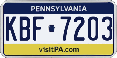 PA license plate KBF7203