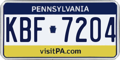 PA license plate KBF7204
