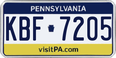PA license plate KBF7205