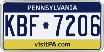 PA license plate KBF7206
