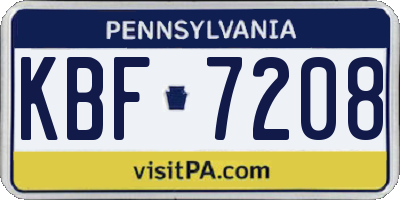 PA license plate KBF7208