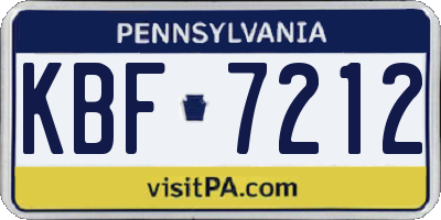 PA license plate KBF7212