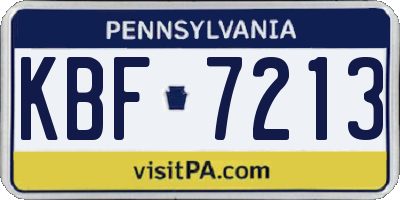 PA license plate KBF7213
