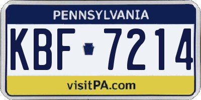PA license plate KBF7214