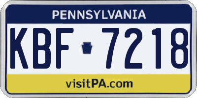 PA license plate KBF7218