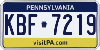 PA license plate KBF7219