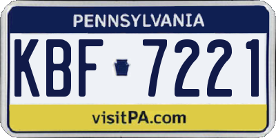 PA license plate KBF7221