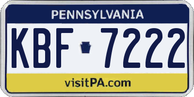 PA license plate KBF7222