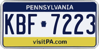 PA license plate KBF7223