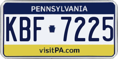PA license plate KBF7225