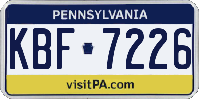 PA license plate KBF7226