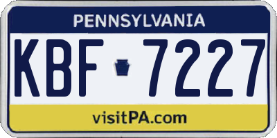 PA license plate KBF7227