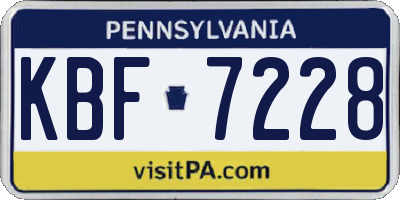 PA license plate KBF7228