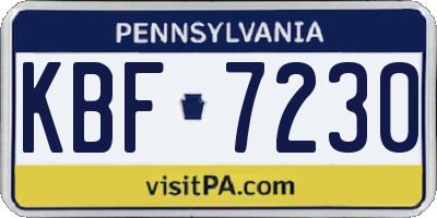 PA license plate KBF7230