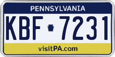 PA license plate KBF7231