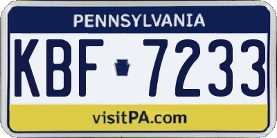 PA license plate KBF7233