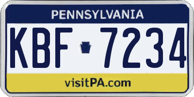 PA license plate KBF7234
