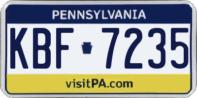 PA license plate KBF7235