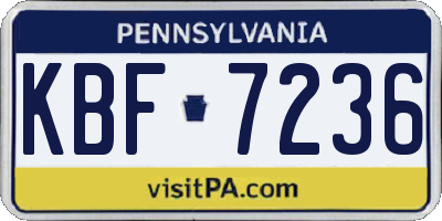 PA license plate KBF7236