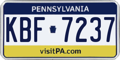 PA license plate KBF7237