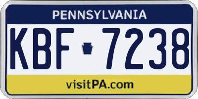 PA license plate KBF7238