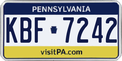 PA license plate KBF7242
