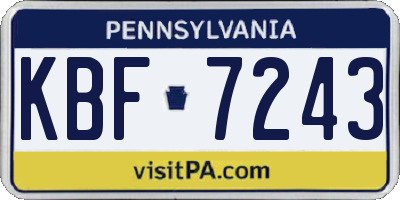PA license plate KBF7243