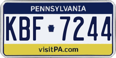PA license plate KBF7244