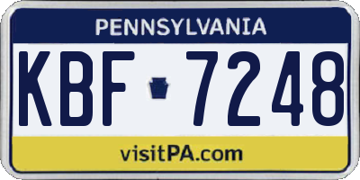 PA license plate KBF7248