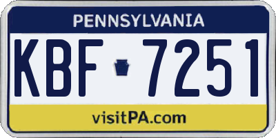 PA license plate KBF7251