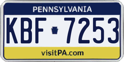 PA license plate KBF7253