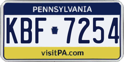 PA license plate KBF7254