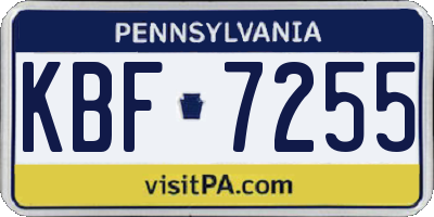 PA license plate KBF7255