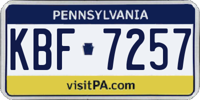 PA license plate KBF7257