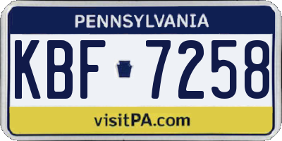 PA license plate KBF7258