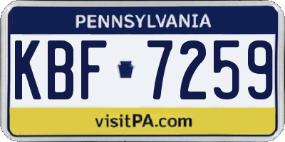 PA license plate KBF7259